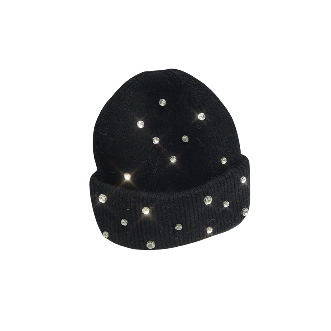 Rhinestone Beanie - White